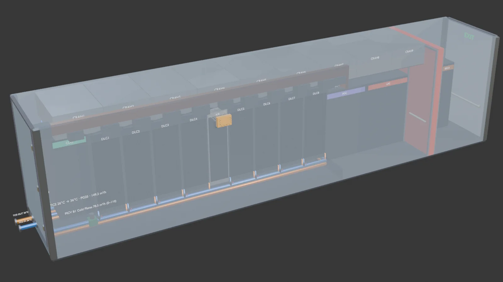 Cutaway view of the L1240C45 liquid cooling container